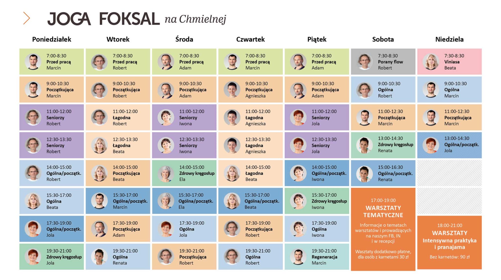 Plan zajęć jogi Foksal na Chmielnej Plan zajęć jogi Foksal na Chmielnej