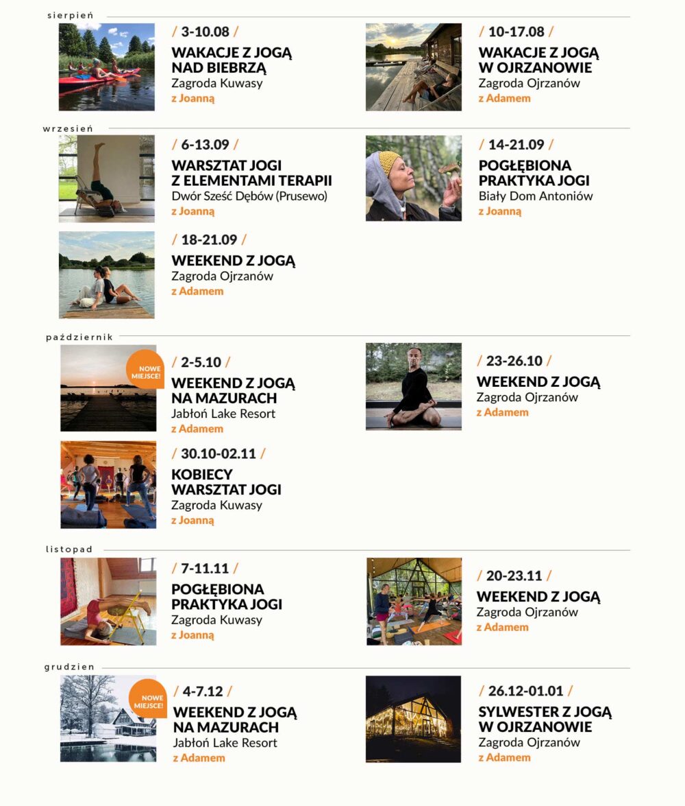 wyjazdy z Joga Foksal - Kalendarium 2025 część 2 wyjazdy z Joga Foksal - Kalendarium 2025 część 2