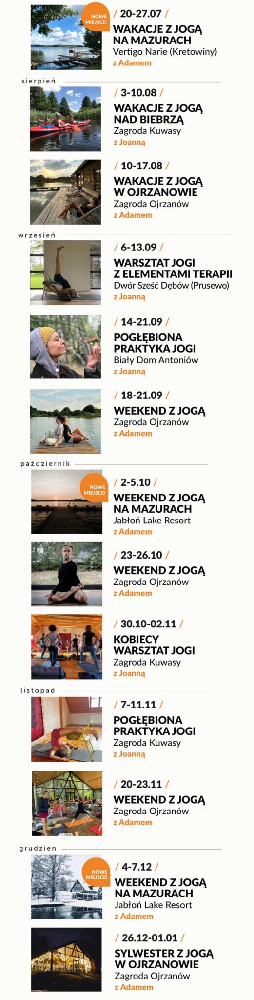 wyjazdy z Joga Foksal - Kalendarium 2025 wyjazdy z Joga Foksal - Kalendarium 2025